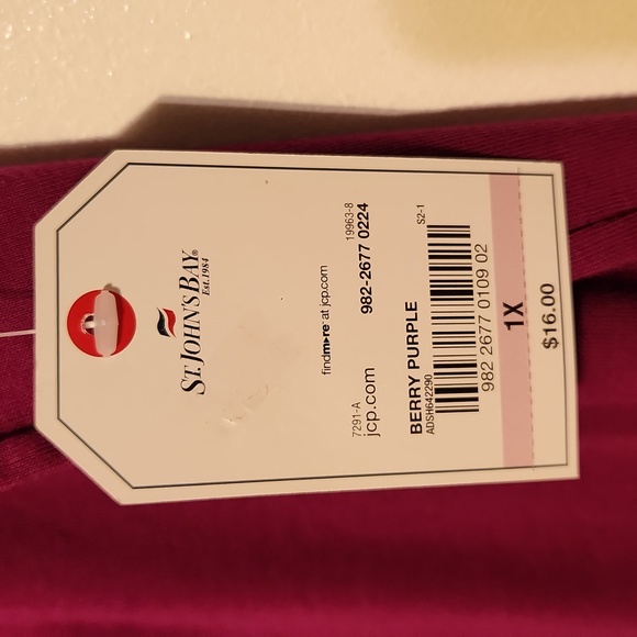 St. John's Bay Tank Scoop Color/Berry Purple size 1X - Picture 6 of 6